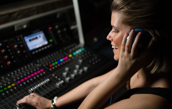 Re-recording mixer at work in her studio
