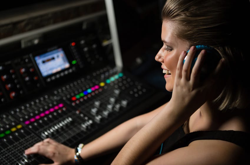Re-recording mixer at work in her studio