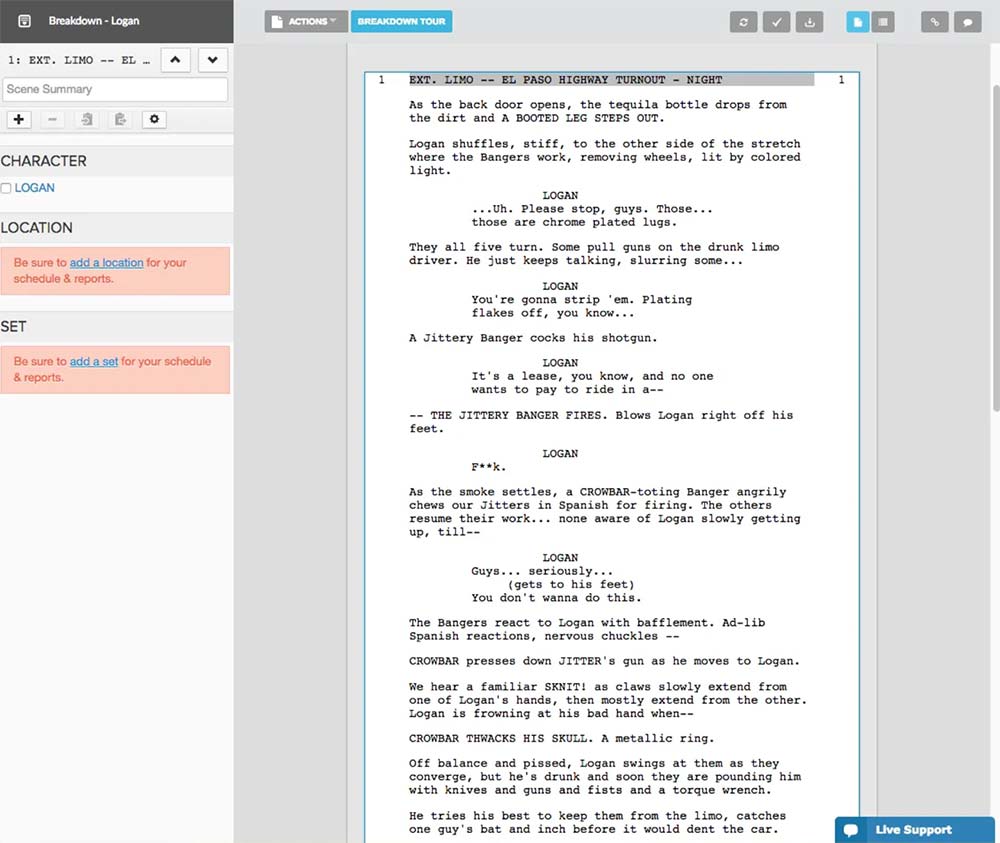Celtx screenwriting software