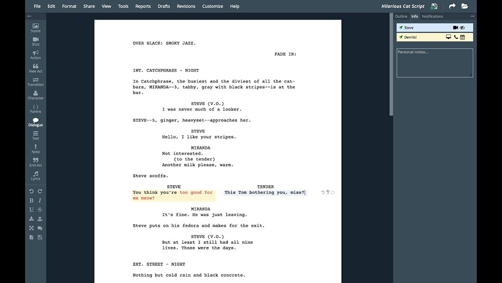 FadeIn screenwriting software