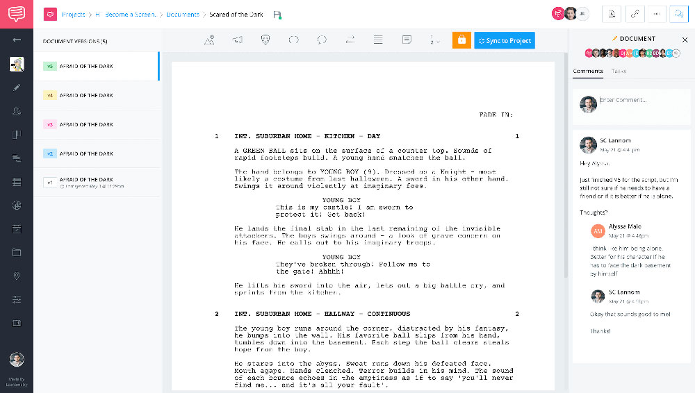 StudioBinder screenwriting software