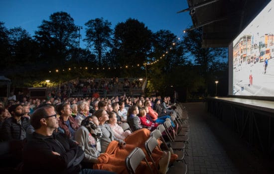 Audience at a film festival outdoors