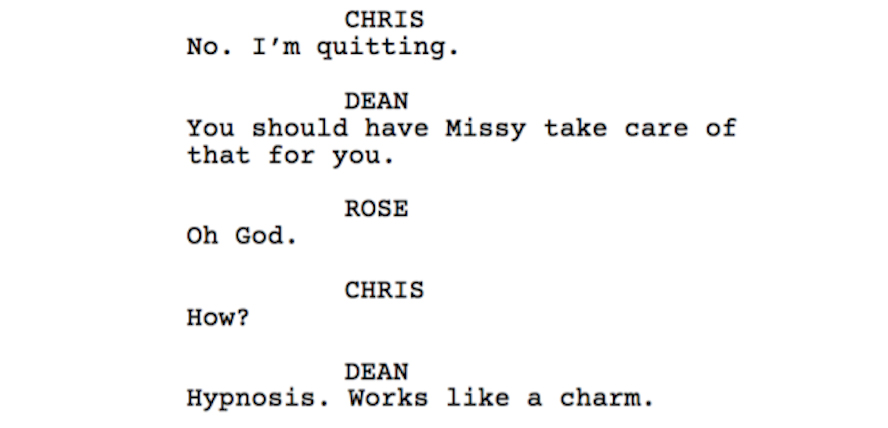 Character names in the Get Out script