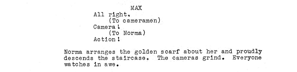 Parenthetical example from the Sunset Blvd script